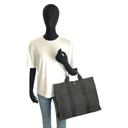 Hermes Her Line Gray Silver Polyamide Polyester Tote — view 7
