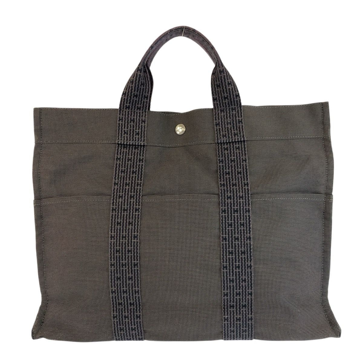 Hermes Her Line Gray Silver Polyamide Polyester Tote