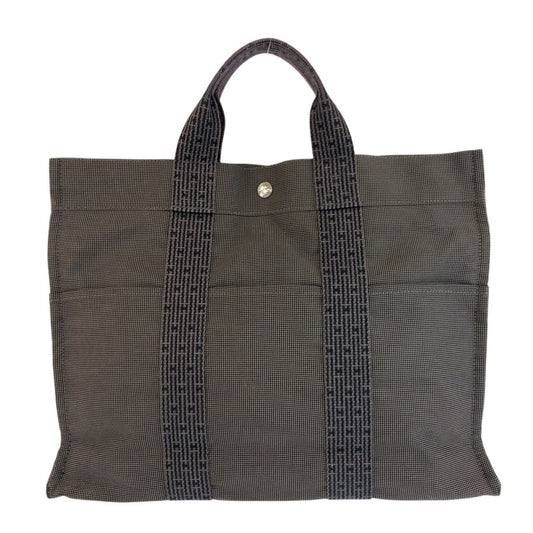 Hermes Her Line Gray Silver Polyamide Polyester Tote