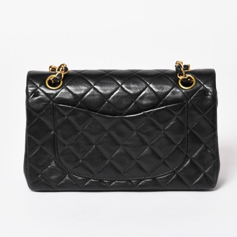 Chanel Quilted 23 Double Flap Chain Shoulder Bag CC Logo Lambskin Black — view 2