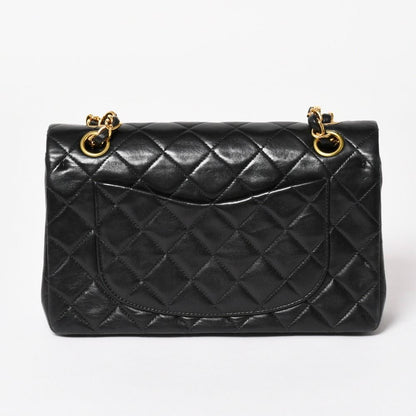 Chanel Quilted 23 Double Flap Chain Shoulder Bag CC Logo Lambskin Black — view 2