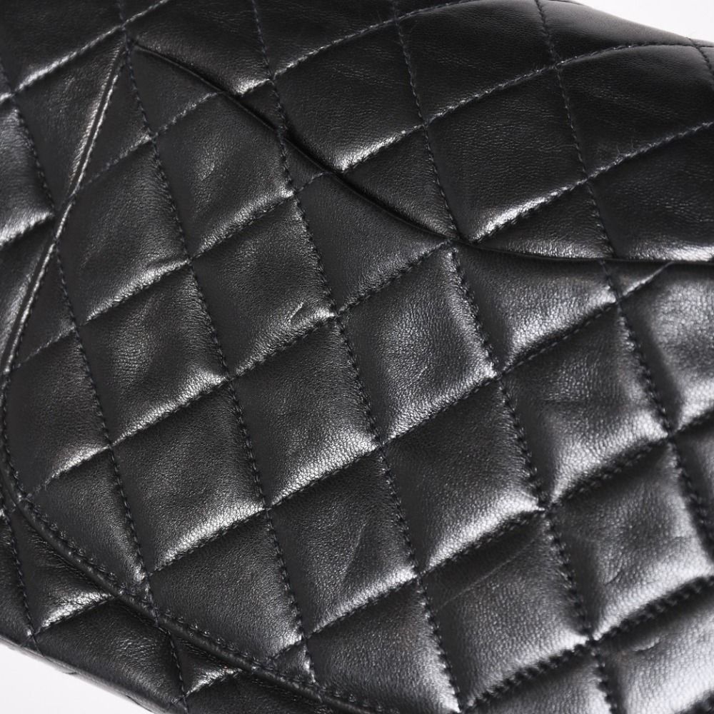 Chanel Quilted 23 Double Flap Chain Shoulder Bag CC Logo Lambskin Black — view 6