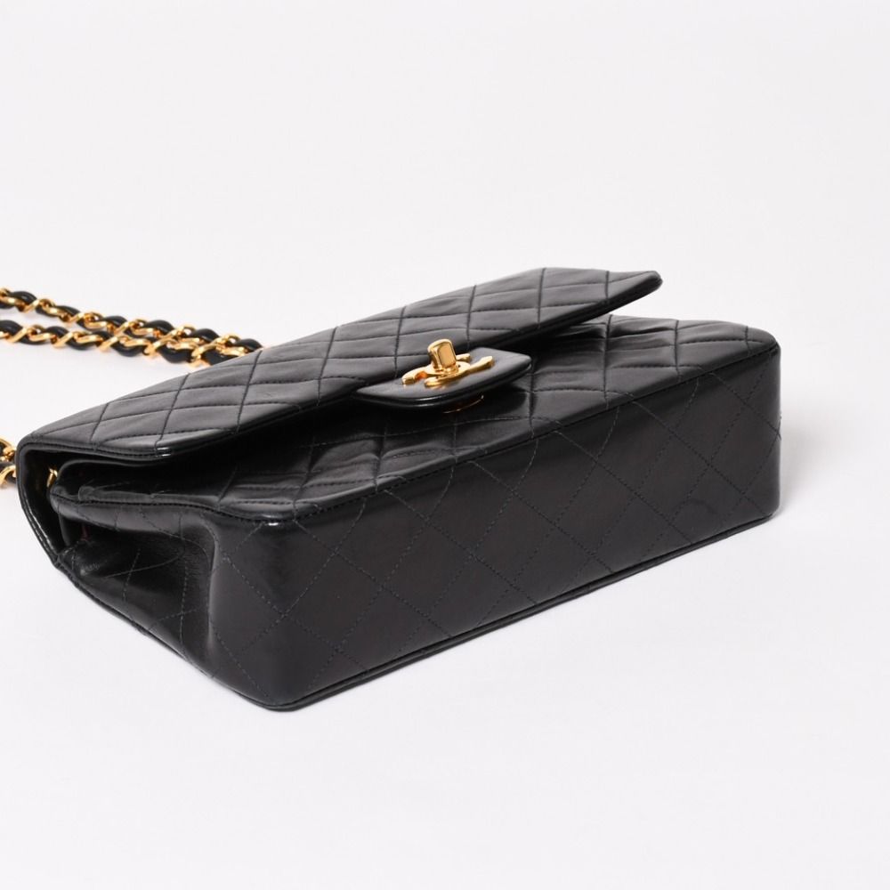 Chanel Quilted 23 Double Flap Chain Shoulder Bag CC Logo Lambskin Black — view 7