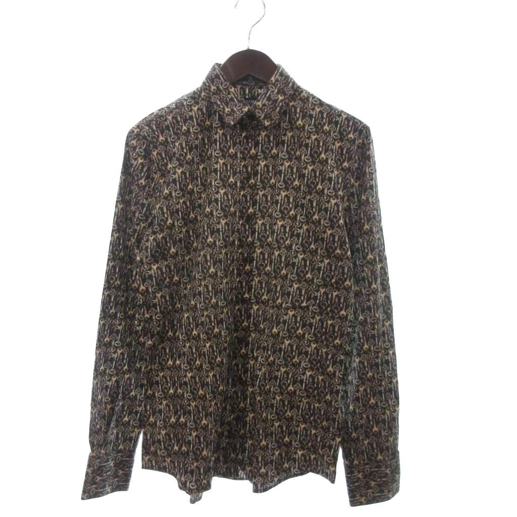 Dolce & Gabbana Sicilia Shirt Long Sleeve Key Pattern Cotton Brown 39