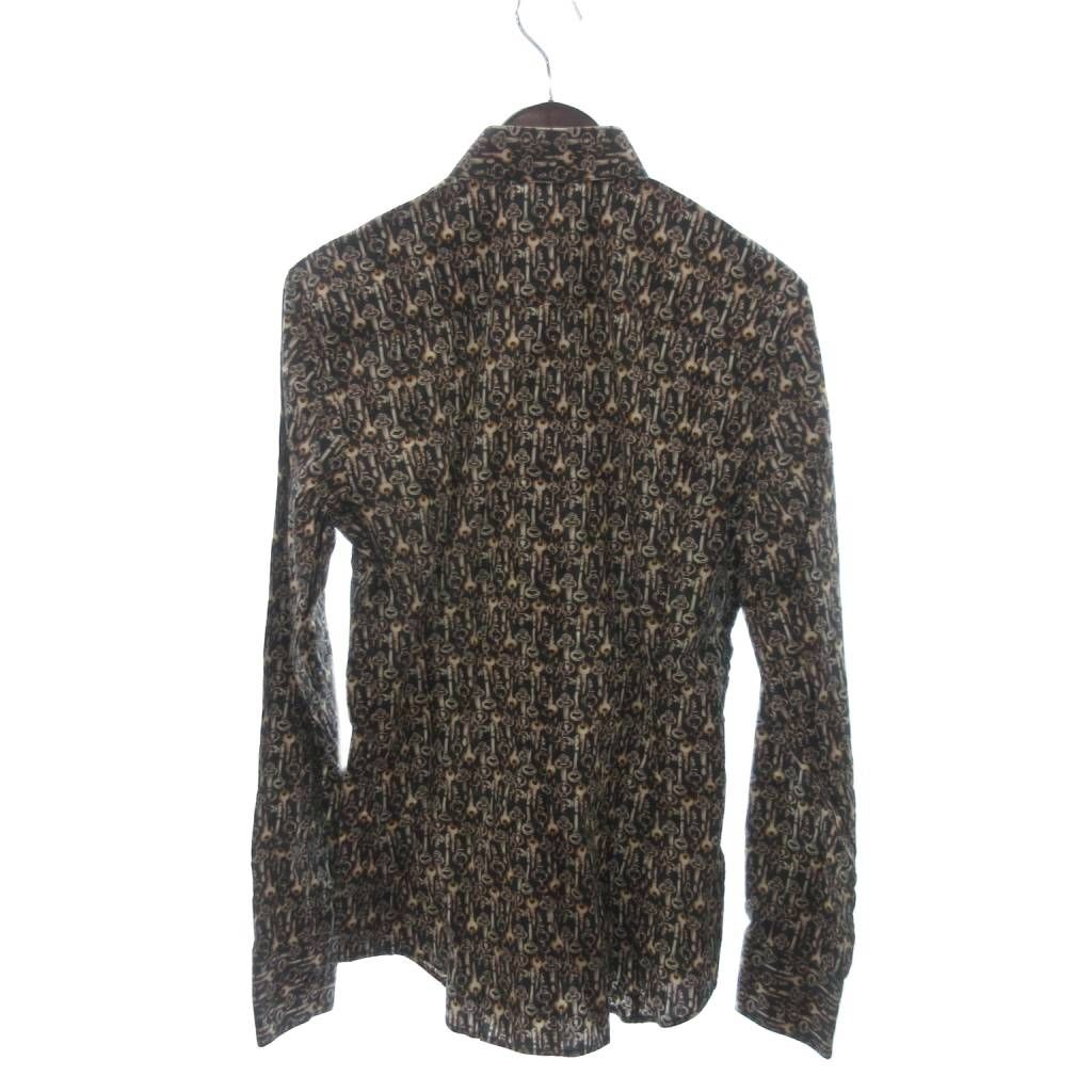 Dolce & Gabbana Sicilia Shirt Long Sleeve Key Pattern Cotton Brown 39 — view 2