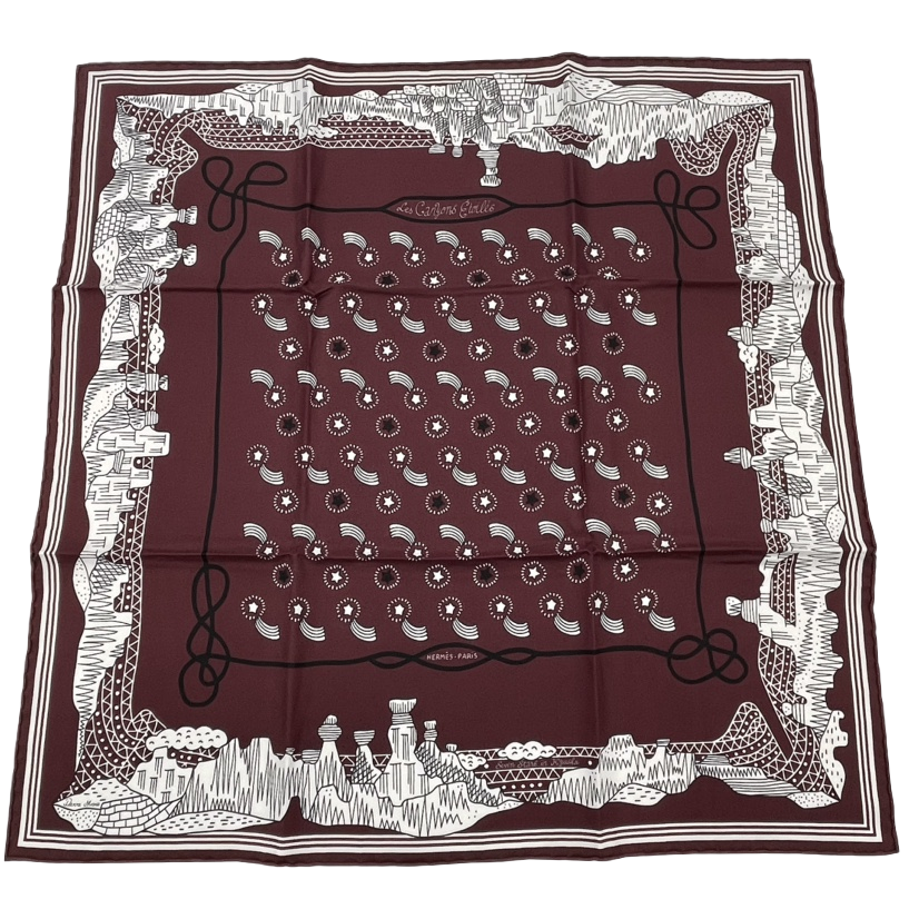 Hermes Scarf les Canyons Etoiles From the to the Stars Silk Bordeaux