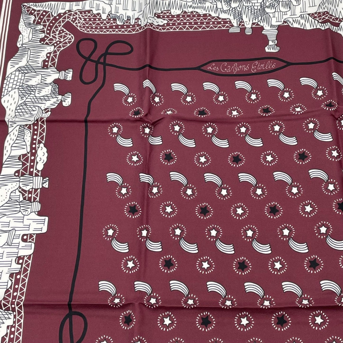 Hermes Scarf les Canyons Etoiles From the to the Stars Silk Bordeaux — view 2