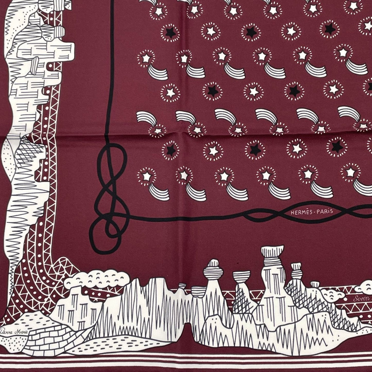 Hermes Scarf les Canyons Etoiles From the to the Stars Silk Bordeaux — view 4