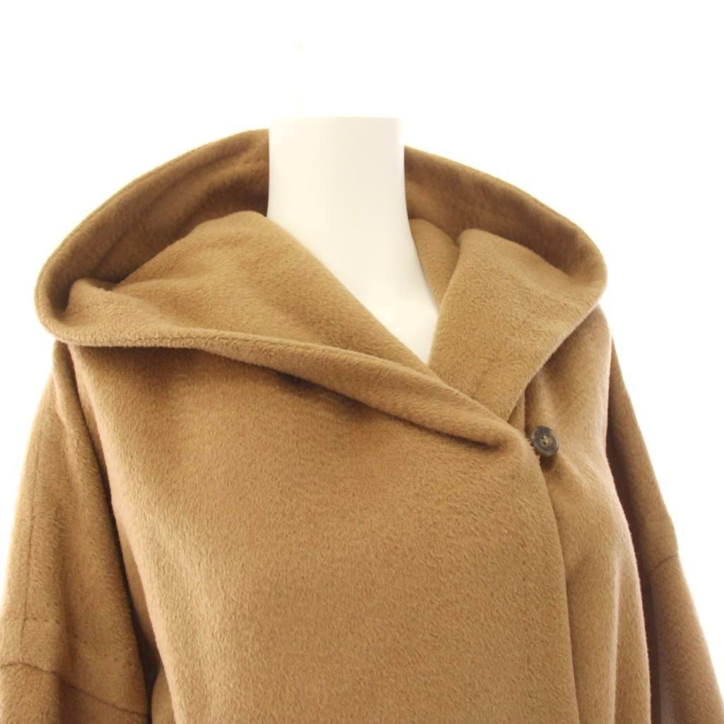 Max Mara Hooded Coat Long with Waist Ribbon Camel 40 Beige — view 6