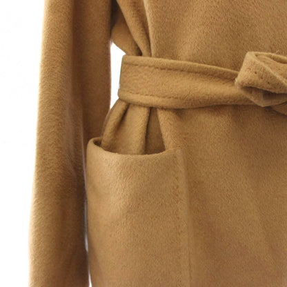 Max Mara Hooded Coat Long with Waist Ribbon Camel 40 Beige — view 7