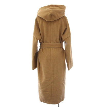 Max Mara Hooded Coat Long with Waist Ribbon Camel 40 Beige — view 3