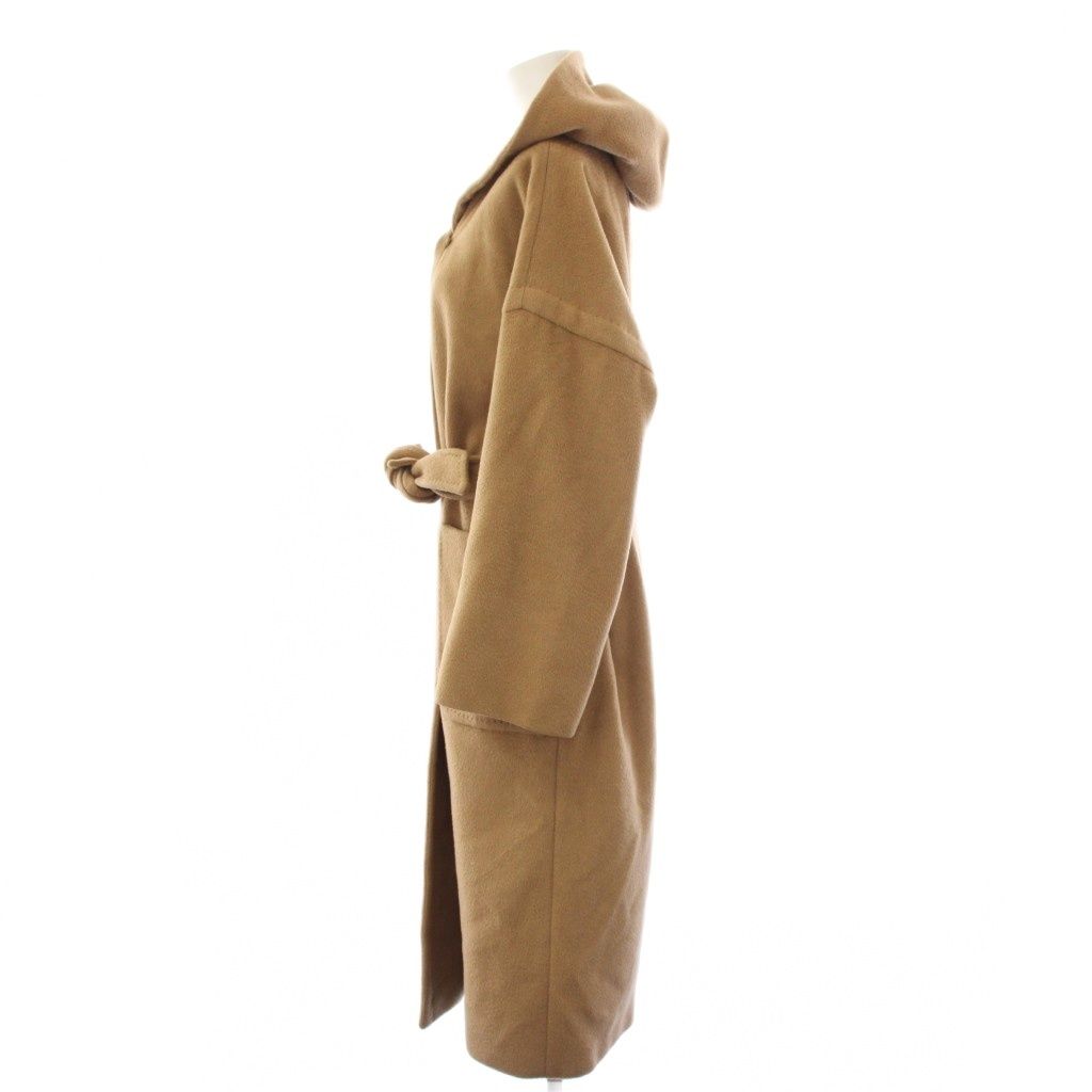 Max Mara Hooded Coat Long with Waist Ribbon Camel 40 Beige — view 2