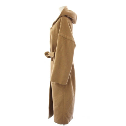 Max Mara Hooded Coat Long with Waist Ribbon Camel 40 Beige — view 2