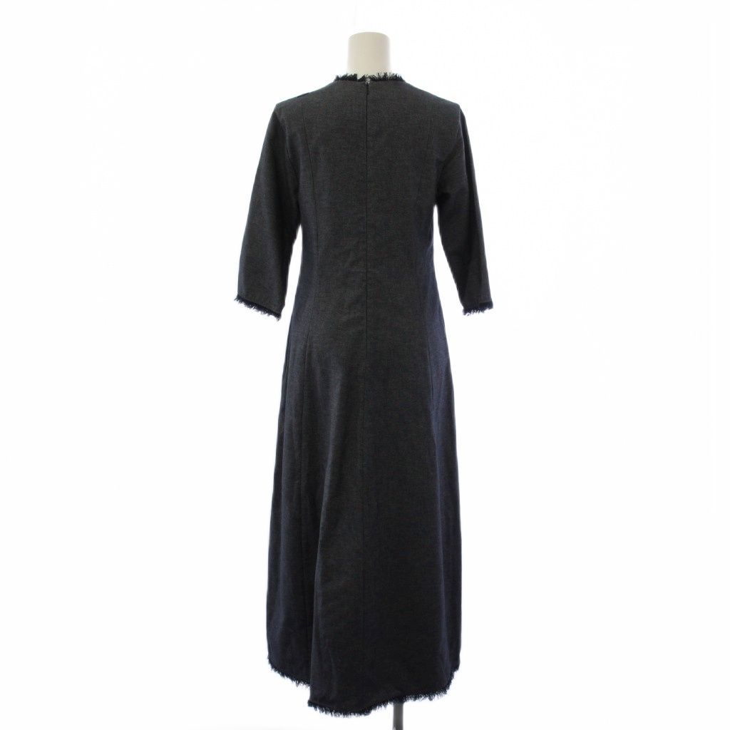 Max Mara S 'S Dress Long Half Sleeve Neck 38 Navy — view 3