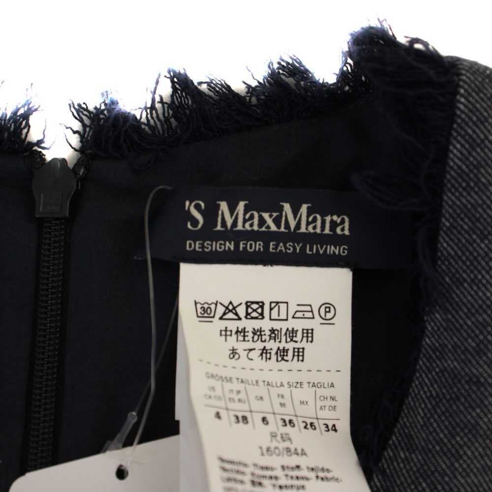 Max Mara S 'S Dress Long Half Sleeve Neck 38 Navy — view 4
