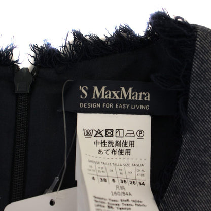 Max Mara S 'S Dress Long Half Sleeve Neck 38 Navy — view 4