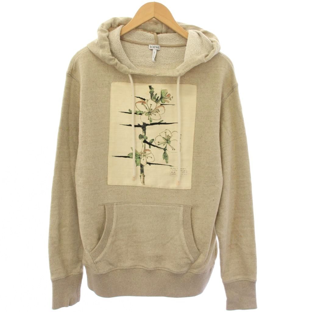 Loewe Pullover Hoodie Long Sleeve Botanical Pattern Beige TK