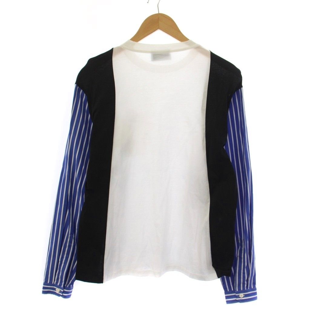 Prada T-Shirt Long Sleeve Crew Neck Striped Pattern XS Blue White Black — view 2