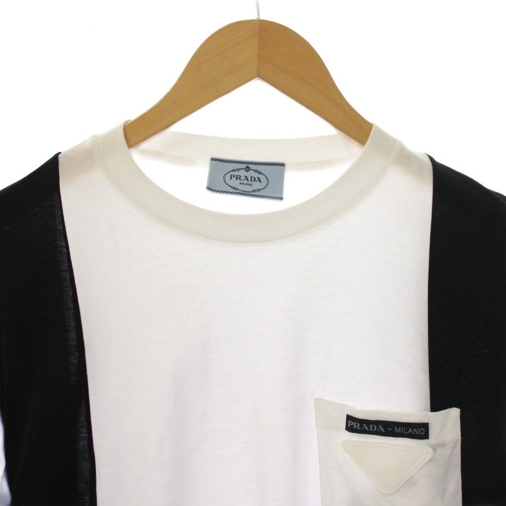 Prada T-Shirt Long Sleeve Crew Neck Striped Pattern XS Blue White Black — view 4