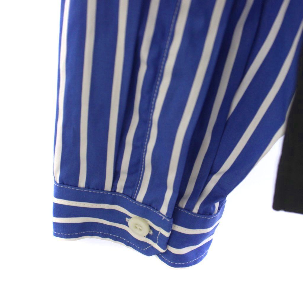 Prada T-Shirt Long Sleeve Crew Neck Striped Pattern XS Blue White Black — view 5