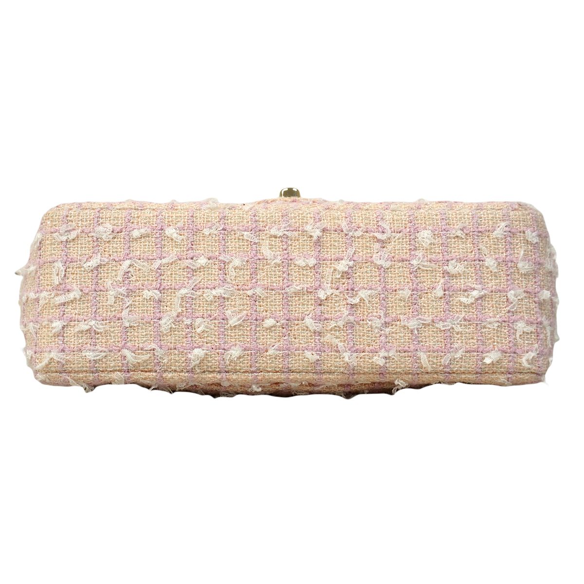 Chanel Handbag Quilted Top Handle Tweed Pink Champagne Gold 2-Way — view 3