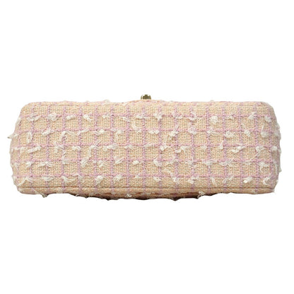 Chanel Handbag Quilted Top Handle Tweed Pink Champagne Gold 2-Way — view 3