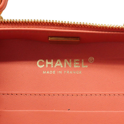 Chanel Handbag Quilted Lambskin Salmon Pink Gold 2-Way — view 5