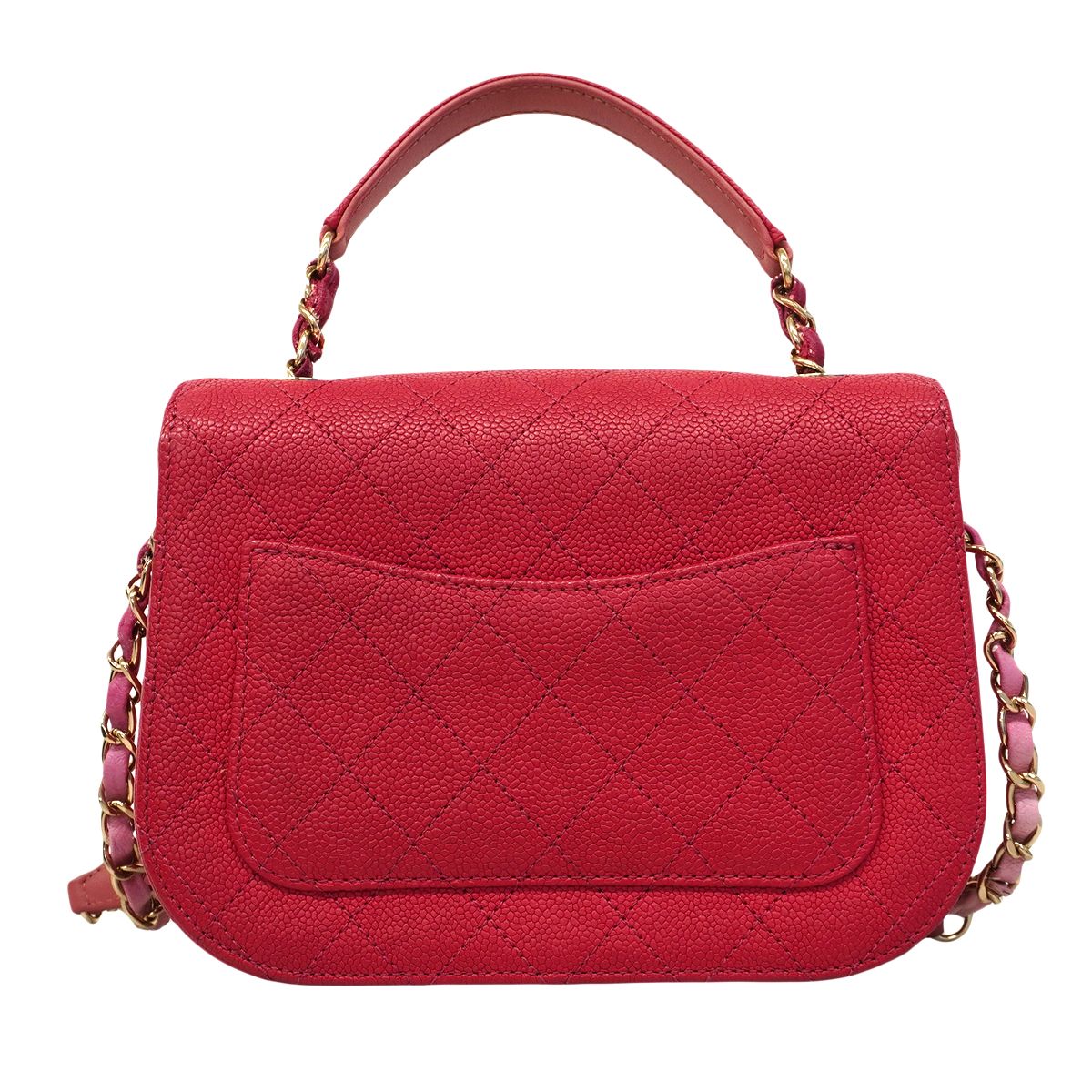 Chanel Handbag Quilted Caviar Leather Pink Gold 2-Way — view 9
