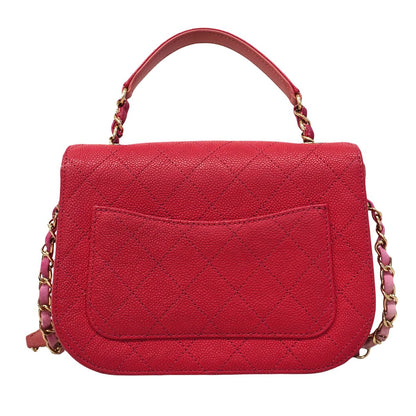 Chanel Handbag Quilted Caviar Leather Pink Gold 2-Way — view 9
