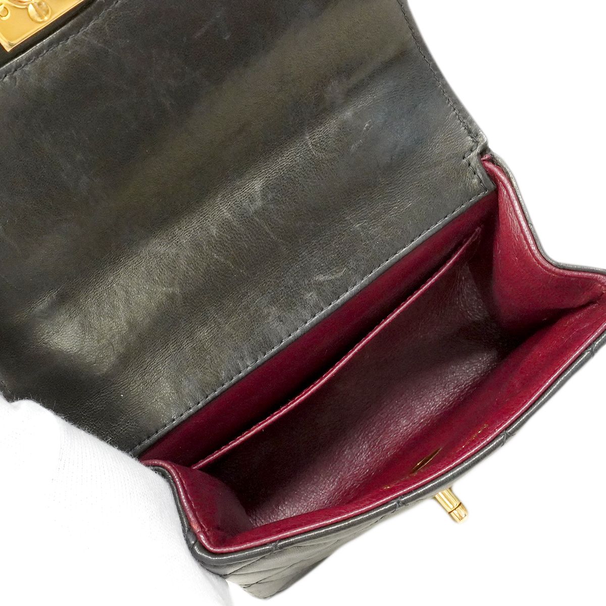 Chanel Handbag Quilted Parent Child Bag Lambskin Black Gold — view 8