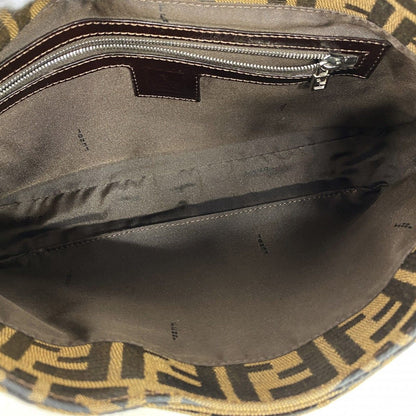 Fendi Handbag Zucca Nylon Canvas Brown Silver — view 4
