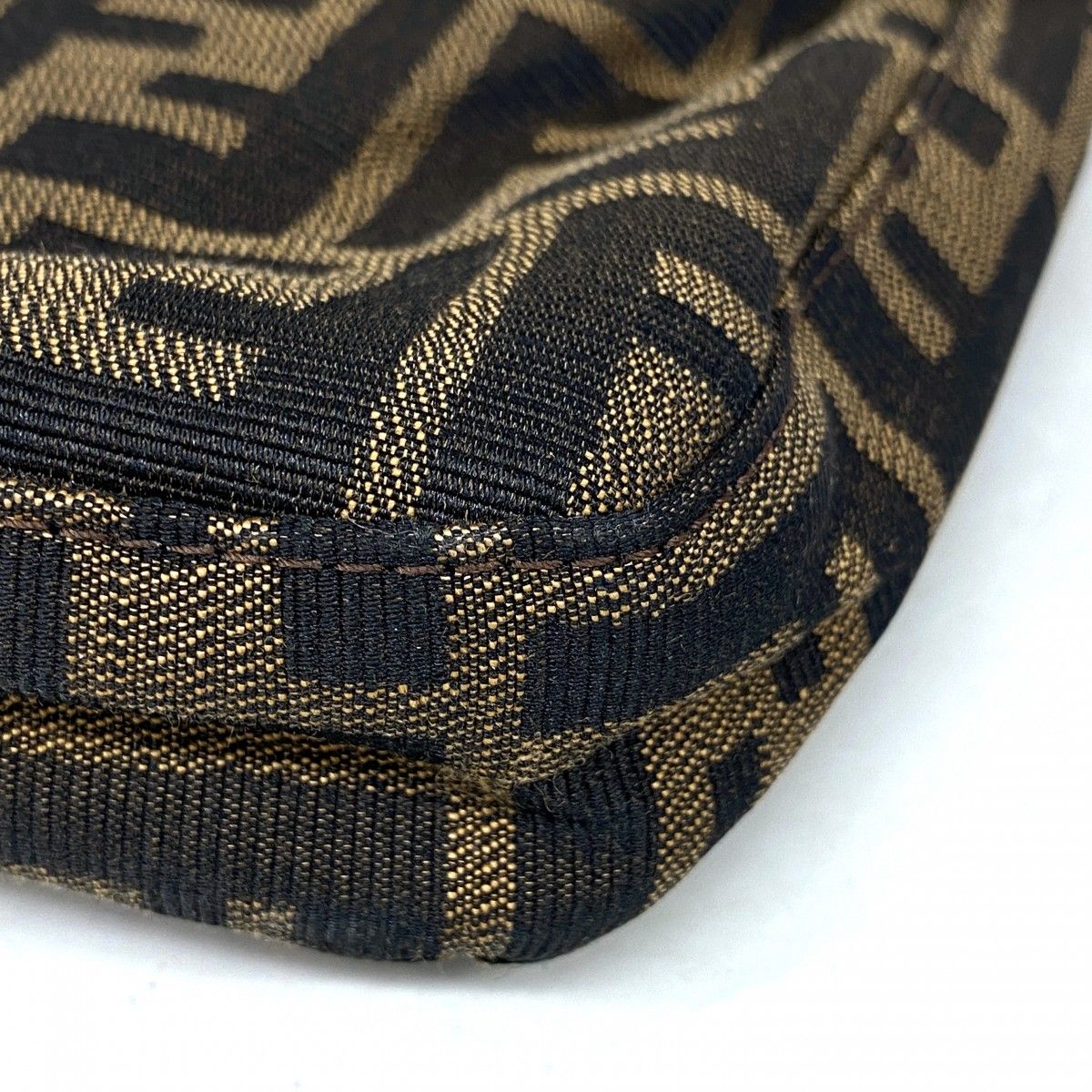 Fendi Handbag Zucca Nylon Canvas Brown Silver — view 6