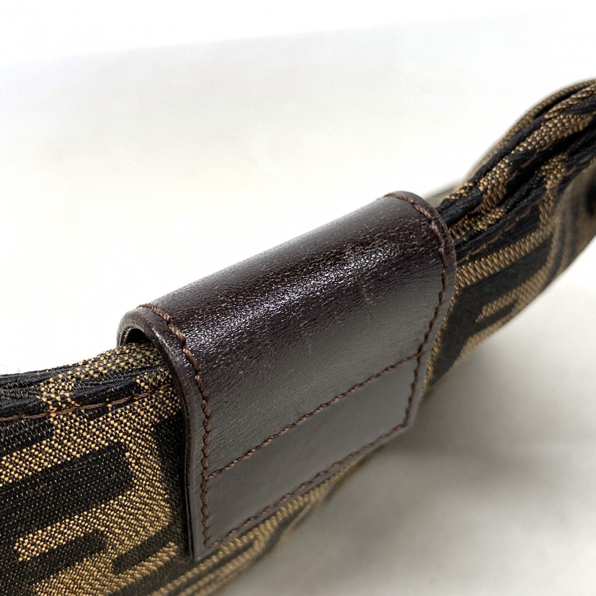 Fendi Handbag Zucca Nylon Canvas Brown Silver — view 7