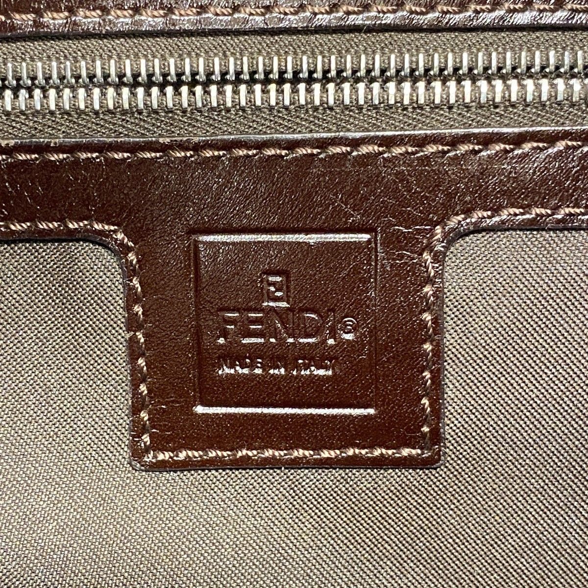 Fendi Handbag Zucca Nylon Canvas Brown Silver — view 5