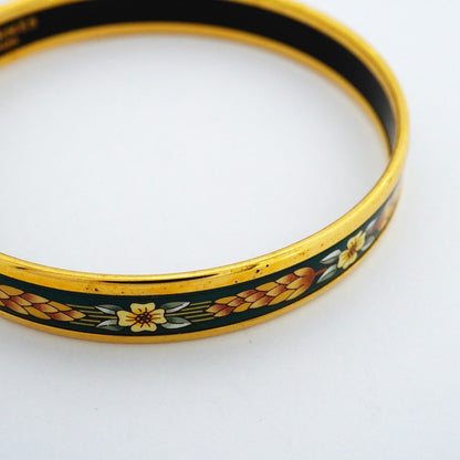 Hermes Bangle Enamel PM Gold Plated Cloisonne Green Bracelet — view 7