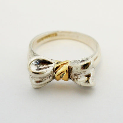 Tiffany & Co Ring Ribbon Motif 18k Yellow Gold 925 Sterling Silver — view 3