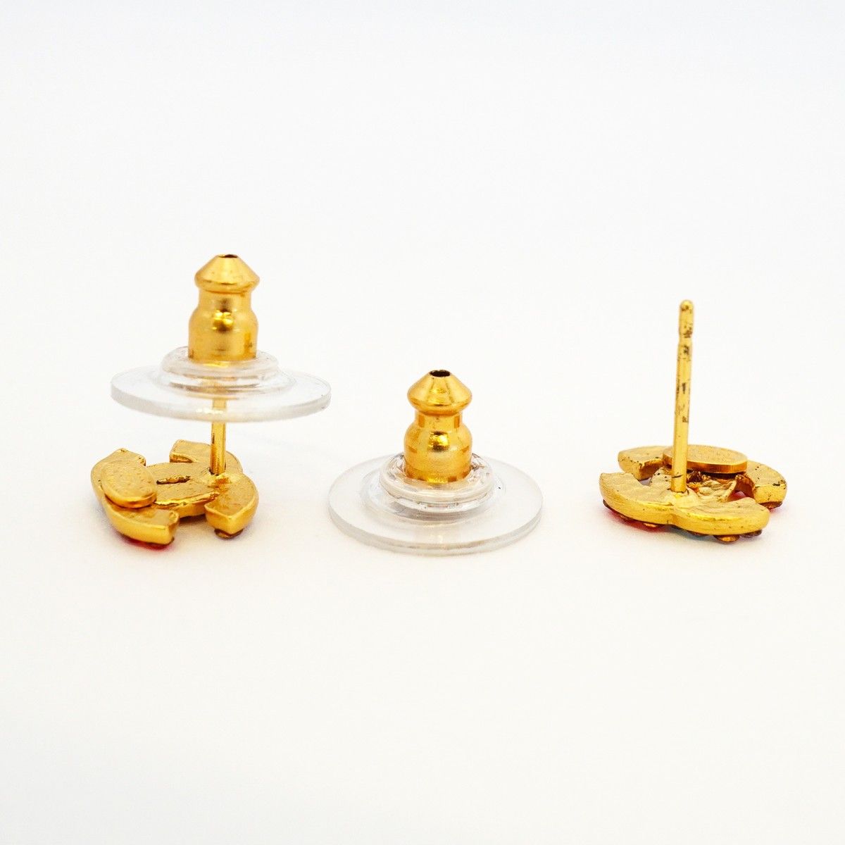 Chanel Earrings CC Logo Gold Plated Color Stone Multicolor — view 3