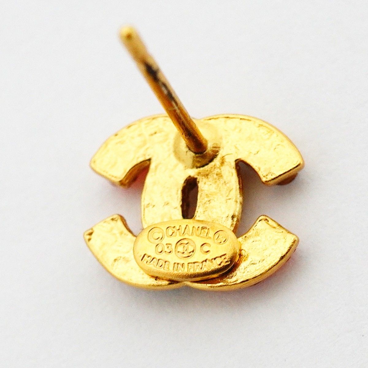 Chanel Earrings CC Logo Gold Plated Color Stone Multicolor — view 4