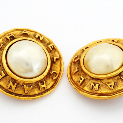 Chanel Earrings Vintage Logo Round — view 6