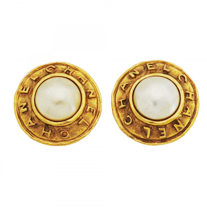 Chanel Earrings Vintage Logo Round