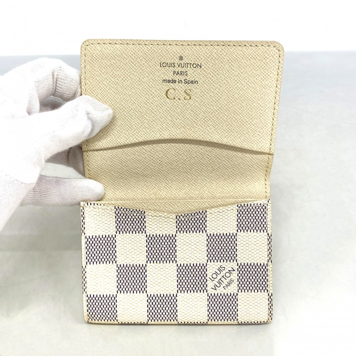Louis Vuitton Card Case Damier Azur Envelope Business Holder White — view 3