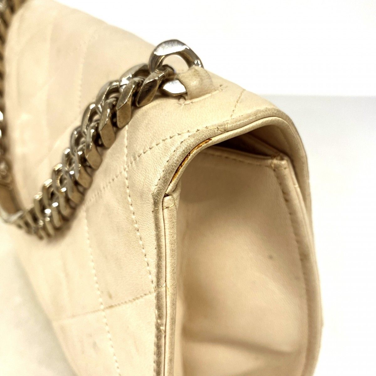 Chanel Handbag Quilted Lambskin Ivory Silver — view 6