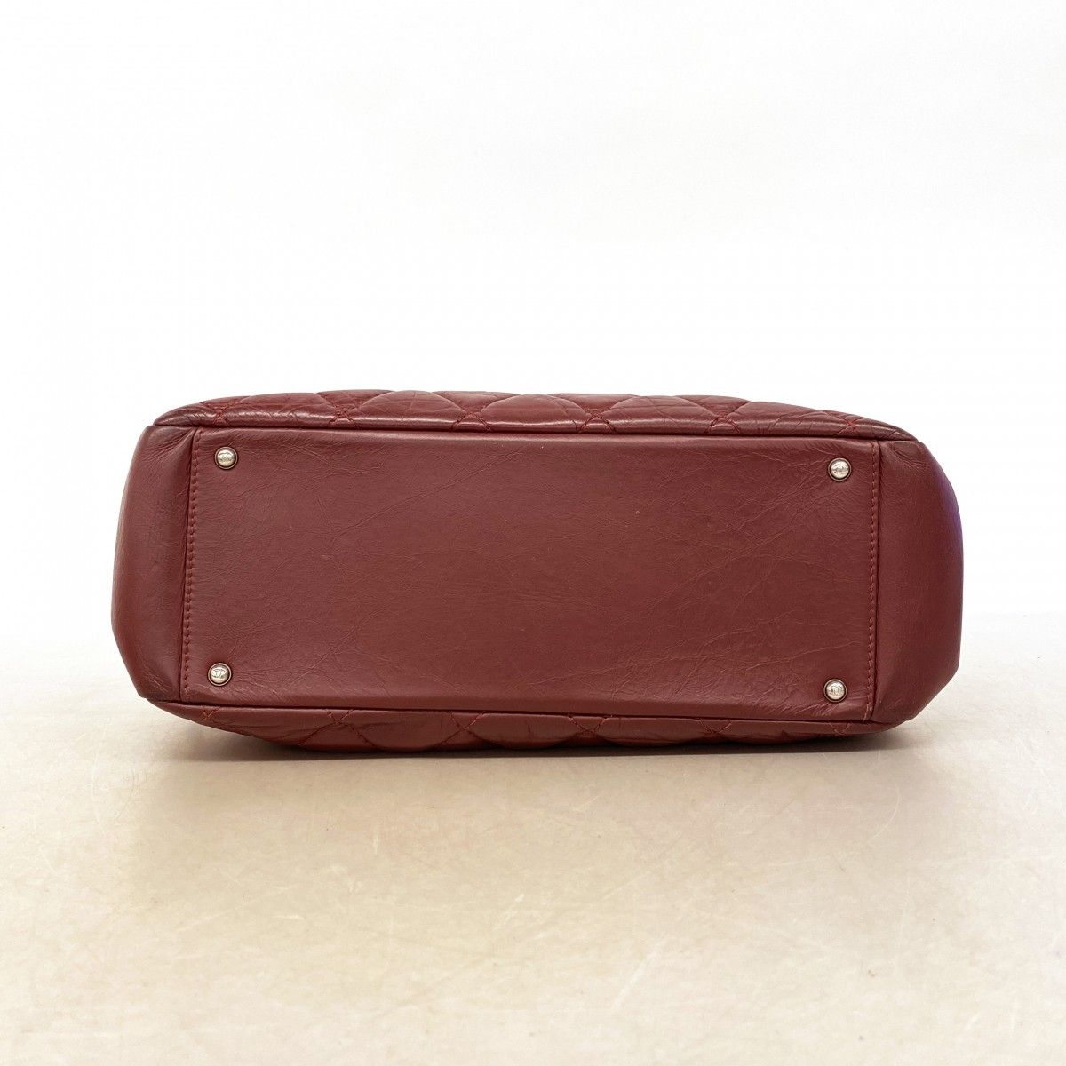 Chanel Chain Tote Quilted Leather Bordeaux Silver — view 3