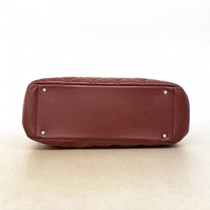 Chanel Chain Tote Quilted Leather Bordeaux Silver — view 3