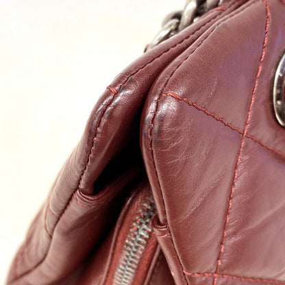 Chanel Chain Tote Quilted Leather Bordeaux Silver — view 7