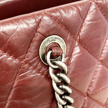 Chanel Chain Tote Quilted Leather Bordeaux Silver — view 8