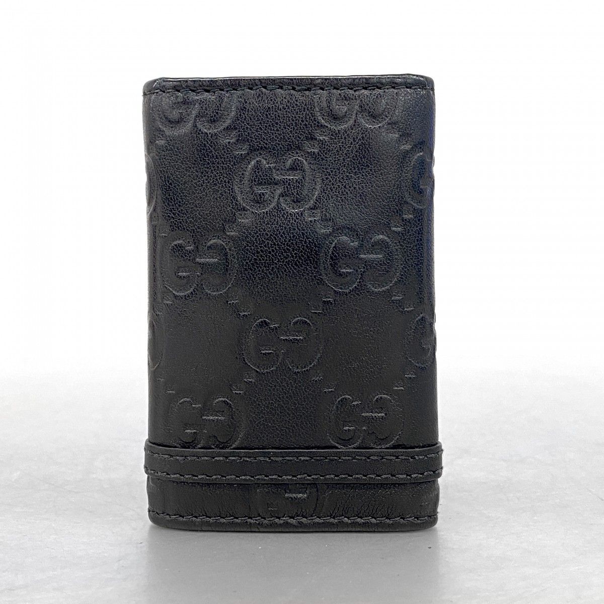 Gucci Key Case Guccissima Horsebit Leather Black Silver Key Holder — view 7