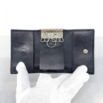 Gucci Key Case Guccissima Horsebit Leather Black Silver Key Holder — view 3