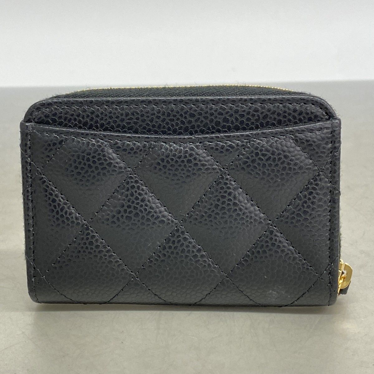 Chanel Trifold Wallet Quilted Caviar Leather Black Gold — view 5