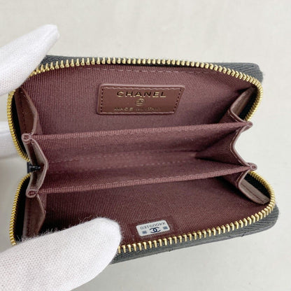 Chanel Trifold Wallet Quilted Caviar Leather Black Gold — view 3